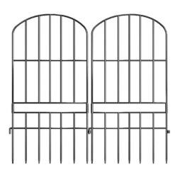 1 Ft. L X 25 In. H Metal Fencing Posts Arched Rustproof Garden For Patio, Black (10-Pack)