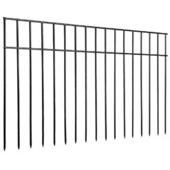2 Ft. L X 15 In. H Metal Rustproof Flat Top Patio Ornament Metal Fencing Posts, Black (10-Pack)﻿