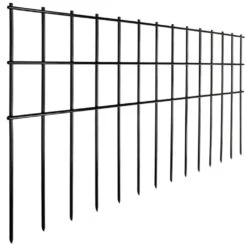 37.5 Ft. L X 15 In. H Metal Fencing Posts Garden For Outdoor Yard Patio Lawn, Black (15-Pack)
