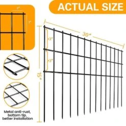 37.5 Ft. L X 15 In. H Metal Fencing Posts Garden For Outdoor Yard Patio Lawn, Black (15-Pack) -Dewalt Tools Shop black nvnoo metal fence posts 7f2i4t1l c3 1000