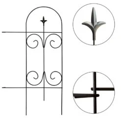 32 In. Metal Garden Fence, No Dig Fence Rustproof Wrought Iron Landscape Fencing For Flower Bed And Yard (14-Pack)