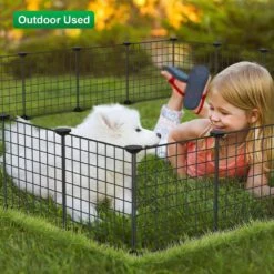 Puppy Playpen 24 Panels Metal Wire Dog Fence Portable Small Animal Fencing 12 Puppy Playpen 24 Panels Metal Wire Dog Fence Portable Small Animal Fencing -Dewalt Tools Shop black oumilen garden fencing lt k59 1f 1000