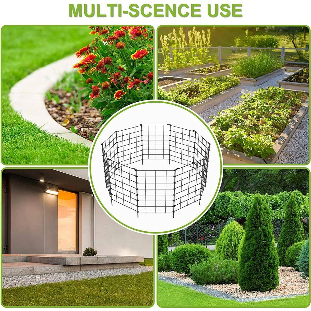 Decorative Garden Fence No Dig Fencing, 19.6 In. H X 10 Ft. L Black Metal Panel Ground Stake Edging (10-Pack) 9 Decorative Garden Fence No Dig Fencing, 19.6 In. H X 10 Ft. L Black Metal Panel Ground Stake Edging (10-Pack) - Image 7