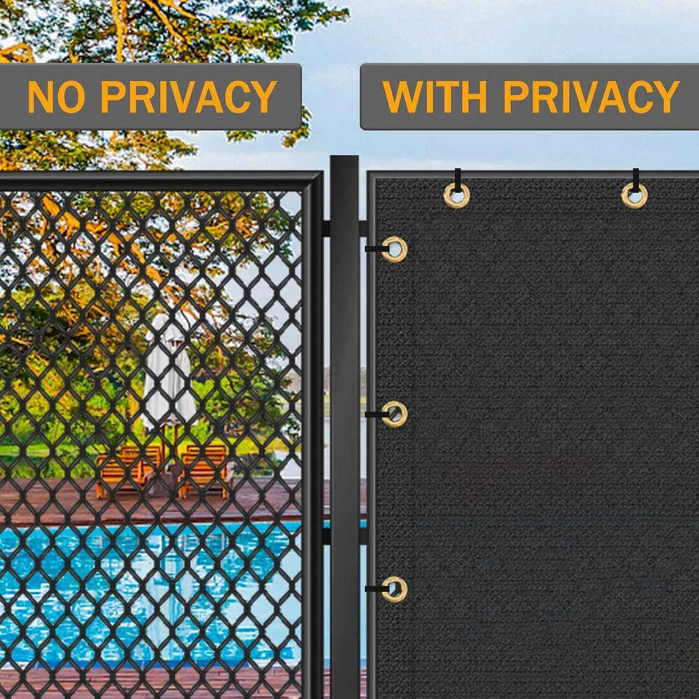 6 Ft. X 50 Ft. Privacy Screen Fence Heavy-Duty Protective Covering Mesh Fencing For Patio Lawn Garden Balcony Black 8 6 Ft. X 50 Ft. Privacy Screen Fence Heavy-Duty Protective Covering Mesh Fencing For Patio Lawn Garden Balcony Black - Image 6