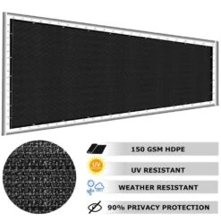 6 Ft. X 50 Ft. Privacy Screen Fence Heavy-Duty Protective Covering Mesh Fencing For Patio Lawn Garden Balcony Black