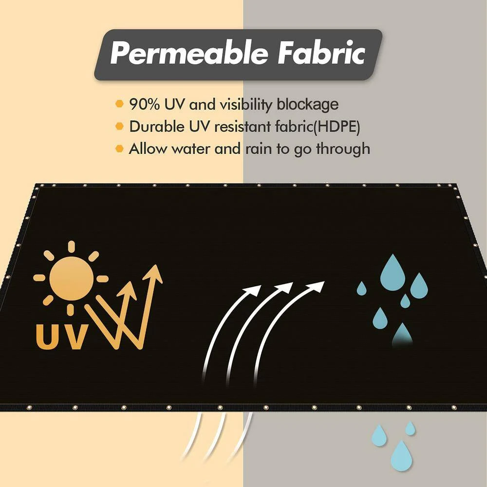 6 Ft. X 50 Ft. Privacy Screen Fence Heavy-Duty Protective Covering Mesh Fencing For Patio Lawn Garden Balcony Black 5 6 Ft. X 50 Ft. Privacy Screen Fence Heavy-Duty Protective Covering Mesh Fencing For Patio Lawn Garden Balcony Black - Image 3