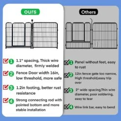 48 In. Metal Garden Fence With Gate 8-Heavy Duty Panels For Temporary Yard Fencing, Dog Fence -Dewalt Tools Shop black oyezvary garden fencing 28cph005053 1f 1000