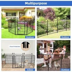 48 In. Metal Garden Fence With Gate 8-Heavy Duty Panels For Temporary Yard Fencing, Dog Fence -Dewalt Tools Shop black oyezvary garden fencing 28cph005053 44 1000