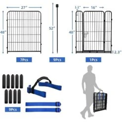 48 In. Metal Garden Fence With Gate 8-Heavy Duty Panels For Temporary Yard Fencing, Dog Fence -Dewalt Tools Shop black oyezvary garden fencing 28cph005053 4f 1000