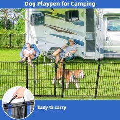 48 In. Metal Garden Fence With Gate 8-Heavy Duty Panels For Temporary Yard Fencing, Dog Fence -Dewalt Tools Shop black oyezvary garden fencing 28cph005053 fa 1000