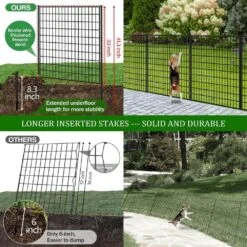 33 In. Metal Garden Fencing Animal Barrier Rustproof Wire Panel Border For Patio Ground Stakes Fencing-(10-Pack) -Dewalt Tools Shop black oyezvary garden fencing 28cph005067 4f 1000