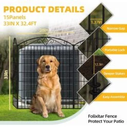 15 Pack 33 In. H Heavy Duty Metal Outdoor Dog Fence With Latch Decorative Garden Yard Fencing -Dewalt Tools Shop black oyezvary garden fencing 28csa05096 4f 1000