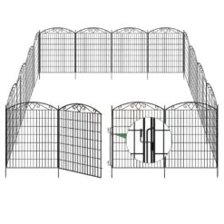 15 Pack 33 In. H Heavy Duty Metal Outdoor Dog Fence With Latch Decorative Garden Yard Fencing