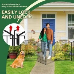 15 Pack 33 In. H Heavy Duty Metal Outdoor Dog Fence With Latch Decorative Garden Yard Fencing -Dewalt Tools Shop black oyezvary garden fencing 28csa05096 c3 1000