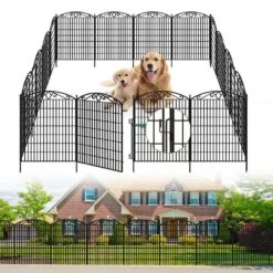 33in. High X 21.6ft. Wide Metal Garden Fencing Decorative Fence Low Threshold Door 10-Panels Garden Fence For Dogs, Pets -Dewalt Tools Shop black oyezvary garden fencing 28csa05098 76 1000