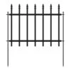 Roman Column Deco 18 In. Black Metal Garden Fence Panels With Stakes Outdoor Yard Fencing For Flower Bed Lawn 10 Ft.