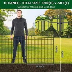 Outdoor Dog Fence 32 In. H X 24 Ft. L Metal Wire No Dig Garden Fencing Animal Barrier Decorative Yard Panels -Dewalt Tools Shop black oyezvary garden fencing 28csa05122 c3 1000