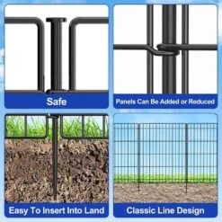 Decorative 30 In. Metal Garden Fence 6 Panels 11. 8 Ft. Rustproof No Dig Animal Barrier Fencing For Yard Patio -Dewalt Tools Shop black oyezvary garden fencing 28csa05126 44 1000