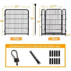 Decorative 32 In. Heavy Duty Iron Garden Fence With Gate 8 Panels Total 17.7 Ft. For Yard Indoor Outdoor Pet Fencing -Dewalt Tools Shop black oyezvary garden fencing 28csa05127 4f 1000