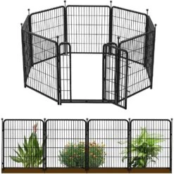 Decorative 32 In. Heavy Duty Iron Garden Fence With Gate 8 Panels Total 17.7 Ft. For Yard Indoor Outdoor Pet Fencing -Dewalt Tools Shop black oyezvary garden fencing 28csa05127 66 1000