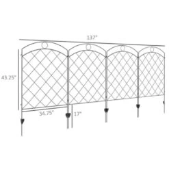 137 In. Powder-Coated Steel Garden Fence, 4 X Fencing Panels With 8 X Ground Stakes For Partition, Border And Small Pet -Dewalt Tools Shop black oyezvary garden fencing 28csa11 4448 44 1000
