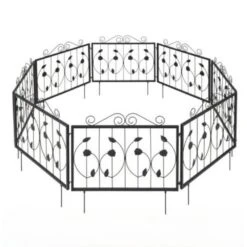 15.3 Ft. L X 23.5 In. H Metal Decorative Garden Fence, 8x Rustproof Fencing Animal Barrier Flexible Shape Adjustments