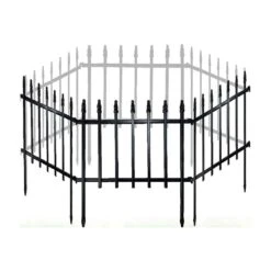 22 In. W X 18 In. H Black Metal Decorative Garden Fence 10-Panels Landscape Fencing For Flower Bed, Yard, Animal Barrier