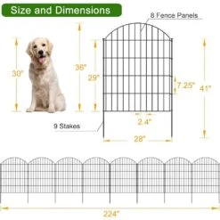 36 In. Metal Garden Fence Animal Barrier 8 Panels 9 Stakes No Dig Fencing For Yard Flower Bed Lawn Patio Outdoor Black -Dewalt Tools Shop black oyezvary garden fencing 28csa11090 1f 1000