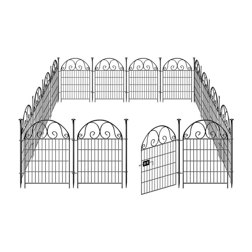 35 Ft. Length 32 In Metal Adjustable Garden Fence Animal Barrier With Gate 16 Panels For Dogs, Outdoor Temporary Fencing 3 35 Ft. Length 32 In Metal Adjustable Garden Fence Animal Barrier With Gate 16 Panels For Dogs, Outdoor Temporary Fencing
