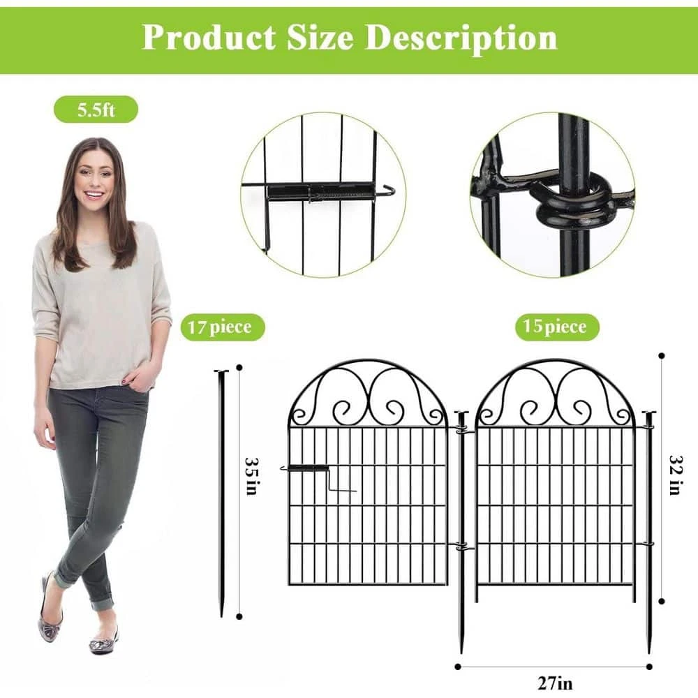 35 Ft. Length 32 In Metal Adjustable Garden Fence Animal Barrier With Gate 16 Panels For Dogs, Outdoor Temporary Fencing 4 35 Ft. Length 32 In Metal Adjustable Garden Fence Animal Barrier With Gate 16 Panels For Dogs, Outdoor Temporary Fencing - Image 2