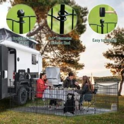 32 In. Rustproof Metal Garden Fence W/ Gate Decorative Panels For Yard Edging, Animal Barrier No Dig Temporary Fencing -Dewalt Tools Shop black oyezvary garden fencing 28csa11101 1f 1000