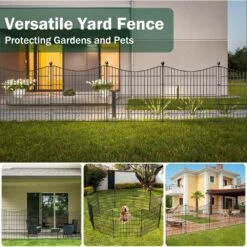 32 In. Rustproof Metal Garden Fence W/ Gate Decorative Panels For Yard Edging, Animal Barrier No Dig Temporary Fencing -Dewalt Tools Shop black oyezvary garden fencing 28csa11101 fa 1000