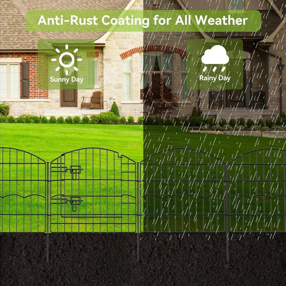 24 In. Metal Garden Fence Rustproof Wire Border No Dig Animal Barrier Fencing 12 Panels With Gate For Yard And Lawn 6 24 In. Metal Garden Fence Rustproof Wire Border No Dig Animal Barrier Fencing 12 Panels With Gate For Yard And Lawn - Image 4