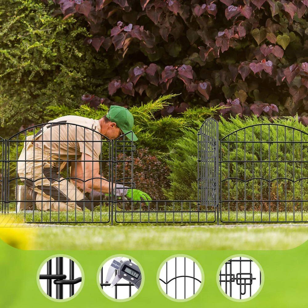 24 In. Metal Garden Fence Rustproof Wire Border No Dig Animal Barrier Fencing 12 Panels With Gate For Yard And Lawn 7 24 In. Metal Garden Fence Rustproof Wire Border No Dig Animal Barrier Fencing 12 Panels With Gate For Yard And Lawn - Image 5