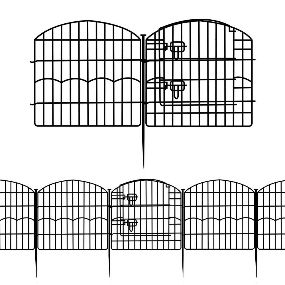 24 In. Metal Garden Fence Rustproof Wire Border No Dig Animal Barrier Fencing 12 Panels With Gate For Yard And Lawn 3 24 In. Metal Garden Fence Rustproof Wire Border No Dig Animal Barrier Fencing 12 Panels With Gate For Yard And Lawn