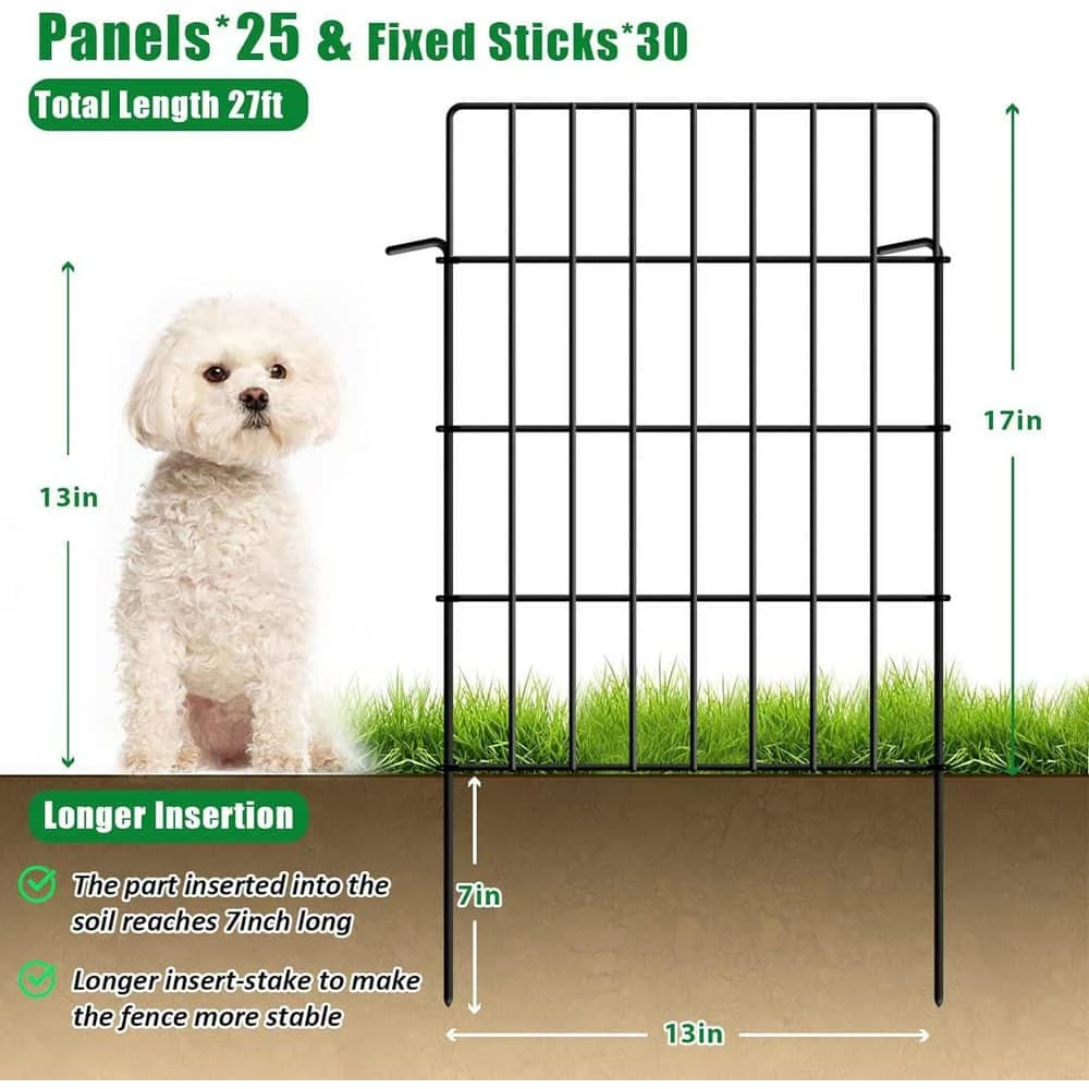 24 In. Metal Decorative Garden Fence Rustproof Animal Barrier Dog Rabbit Fence Flower Bed Landscape Fencing 25 Pack 4 24 In. Metal Decorative Garden Fence Rustproof Animal Barrier Dog Rabbit Fence Flower Bed Landscape Fencing 25 Pack - Image 2