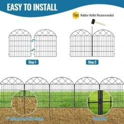 32 In. Rustproof Metal Garden Fence Panels No Dig Animal Barrier Temporary Border Fencing For Outdoor, 11 Ft. Length -Dewalt Tools Shop black oyezvary garden fencing 28csa11112 4f 1000