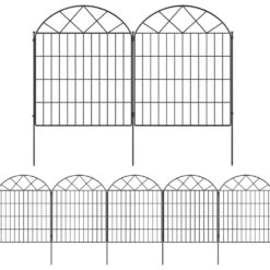 32 In. Rustproof Metal Garden Fence Panels No Dig Animal Barrier Temporary Border Fencing For Outdoor, 11 Ft. Length