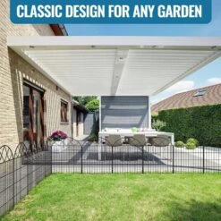 32 In. Rustproof Metal Garden Fence Panels No Dig Animal Barrier Temporary Border Fencing For Outdoor, 11 Ft. Length -Dewalt Tools Shop black oyezvary garden fencing 28csa11112 76 1000