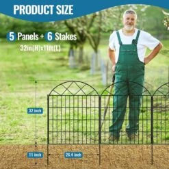 32 In. Rustproof Metal Garden Fence Panels No Dig Animal Barrier Temporary Border Fencing For Outdoor, 11 Ft. Length -Dewalt Tools Shop black oyezvary garden fencing 28csa11112 c3 1000