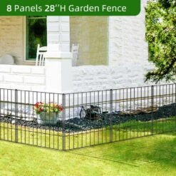 28 In. Black Metal Garden Fence Dog Fence Animal Barrier No Dig Fencing For Yard Flower Bed Lawn Patio 8 Panels 9-Stakes -Dewalt Tools Shop black oyezvary garden fencing 28csa11114 44 1000