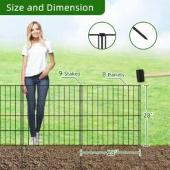 28 In. Black Metal Garden Fence Dog Fence Animal Barrier No Dig Fencing For Yard Flower Bed Lawn Patio 8 Panels 9-Stakes -Dewalt Tools Shop black oyezvary garden fencing 28csa11114 4f 1000