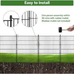 32 In. Metal Garden Fence Animal Barrier Fencing No-Dig Decorative Panels Anti-Rust Wire Border For Dogs Rabbits Patio -Dewalt Tools Shop black oyezvary garden fencing 28csa11116 4f 1000