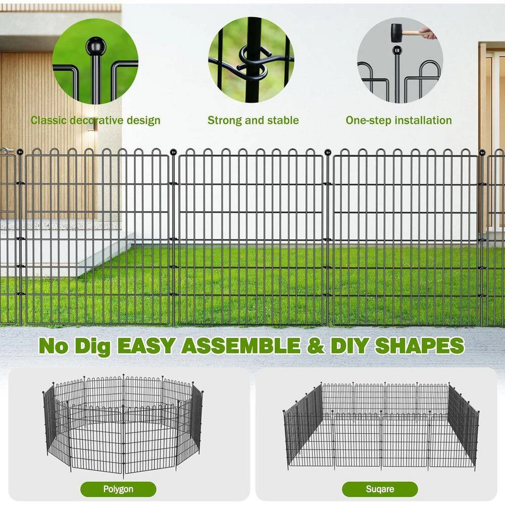 32 In. Metal No Dig Decorative Garden Fence For Yard, Animal Barrier Fencing, Portable For Pets And Landscape 6 32 In. Metal No Dig Decorative Garden Fence For Yard, Animal Barrier Fencing, Portable For Pets And Landscape - Image 4