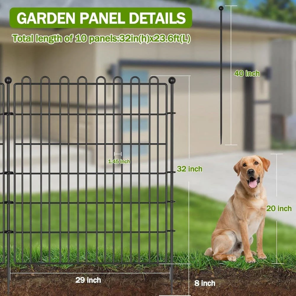 32 In. Metal No Dig Decorative Garden Fence For Yard, Animal Barrier Fencing, Portable For Pets And Landscape 4 32 In. Metal No Dig Decorative Garden Fence For Yard, Animal Barrier Fencing, Portable For Pets And Landscape - Image 2