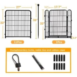 32in. Iron Garden Fence With Gate, 12 Panels, Heavy Duty Animal Barrier For Yard, Indoor/Outdoor Pet Fencing -Dewalt Tools Shop black oyezvary garden fencing 28csa11134 1f 1000