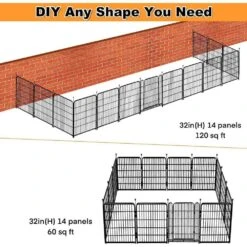 32in. Iron Garden Fence With Gate, 12 Panels, Heavy Duty Animal Barrier For Yard, Indoor/Outdoor Pet Fencing -Dewalt Tools Shop black oyezvary garden fencing 28csa11134 76 1000