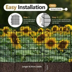 40 In. Rustproof Metal Decorative Garden Fence With Lock No Dig Animal Barrier Rabbit Fencing Temporary Panel Border -Dewalt Tools Shop black oyezvary garden fencing 28csa11135 1f 1000