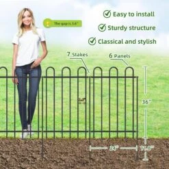 36 In. Metal Garden Fence No Dig Border Yard Fencing Dog Barrier For Flower Bed Lawn Patio 6 Panels 7 Stakes Black -Dewalt Tools Shop black oyezvary garden fencing 28csa11138 4f 1000