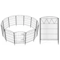 29.7 In. Rustproof Metal Decorative Garden Fence 12 Panels No Dig Arched Flower Bed Edging Outdoor Wire Border Fencing